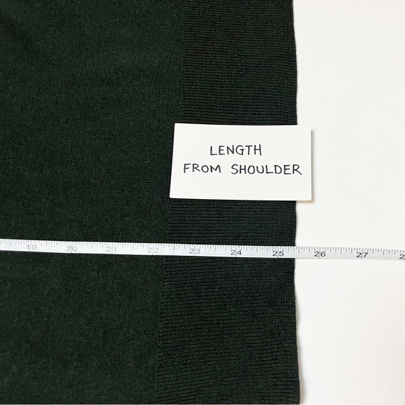 Theory Tie Neck Sweater Large mock button cutout lightweight green silk cashmere - Picture 8 of 10